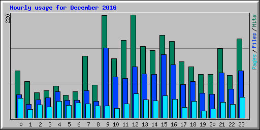 Hourly usage for December 2016
