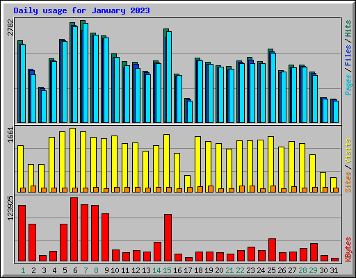 Daily usage for January 2023